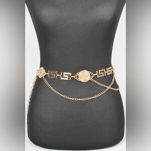 Gold or Silver Medallion Chain Statement Belt